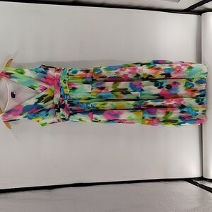 Maison Tara Women's Maxi Dress Multicolor Stretch Size 12 V-neck Sleeveless